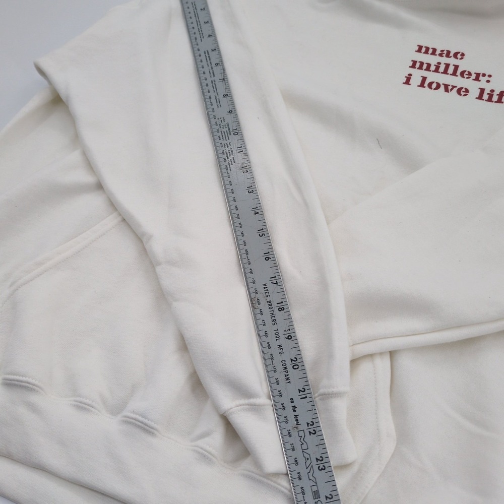 Mac Miller I Love Life Thank You Hoodie Size L Cream White ILLTY Mixtape Merch - Picture 5 of 6